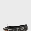 Ballerines En Cuir Noir Strass Noir - Mia