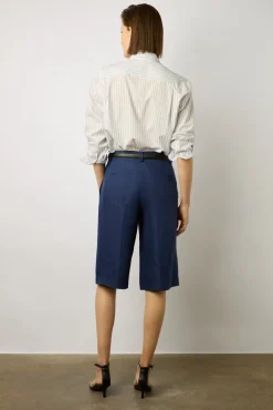 Bermuda De Tailleur En Lin Encre - Celenn