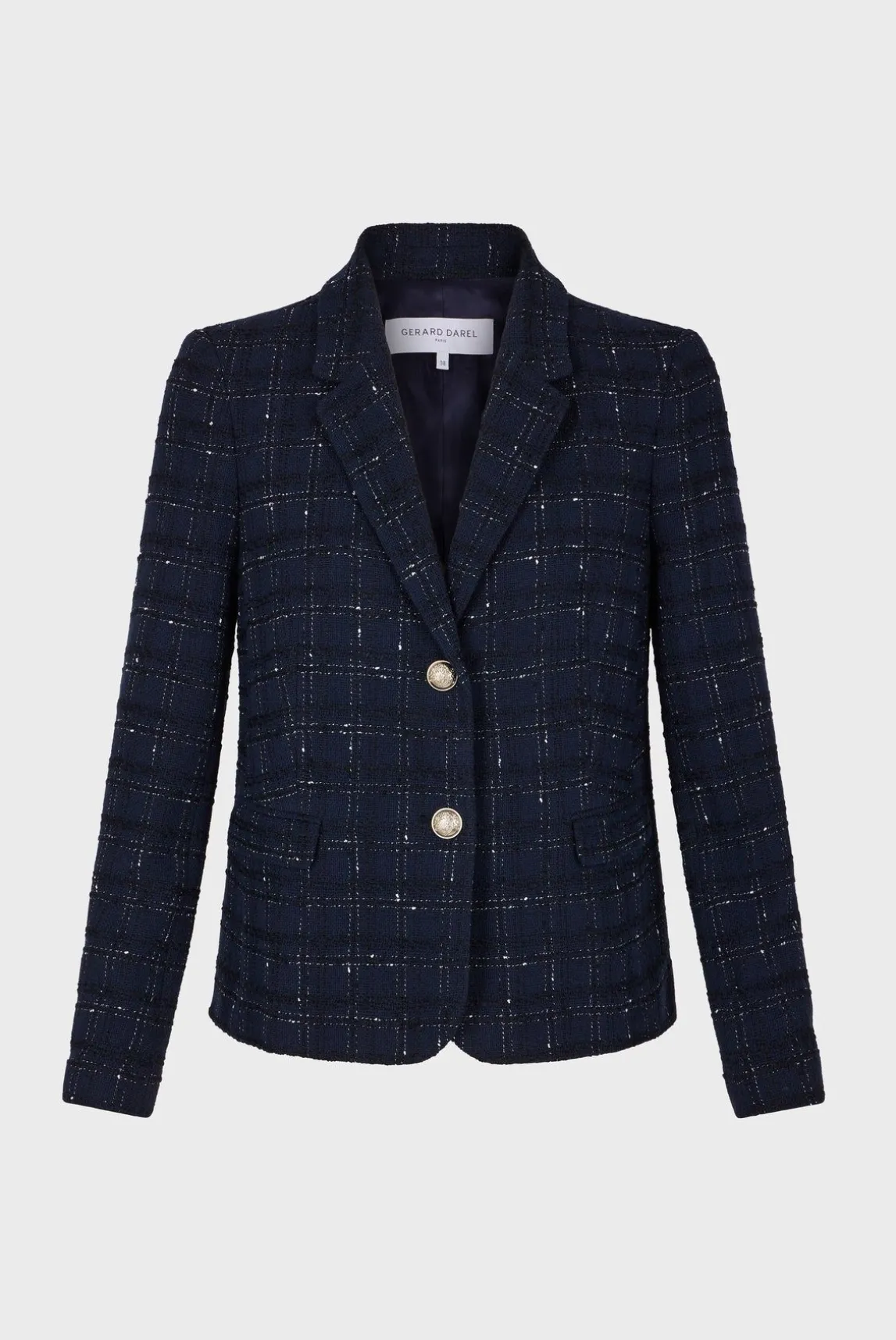 Blazer En Tweed A Carreaux Marine - Bellie