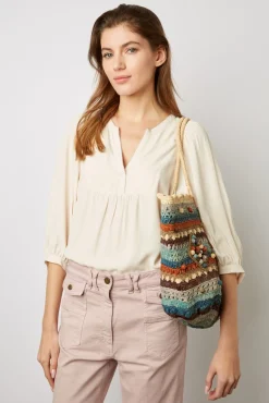 Blouse Avec Mini Perles Beige Rose - Amaia
