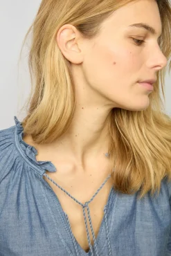 Blouse Chambray A Pompons Chambray - Adele
