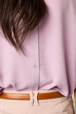 Blouse Fluide Dos Boutonne Parme - Alyah