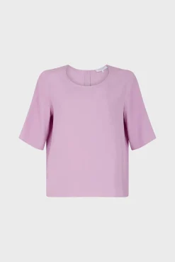 Blouse Fluide Dos Boutonne Parme - Alyah