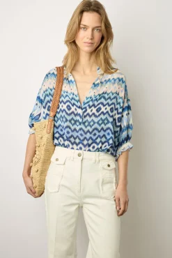 Blouse Fluide Imprimee Indigo - Aniella