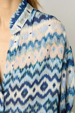 Blouse Fluide Imprimee Indigo - Aniella