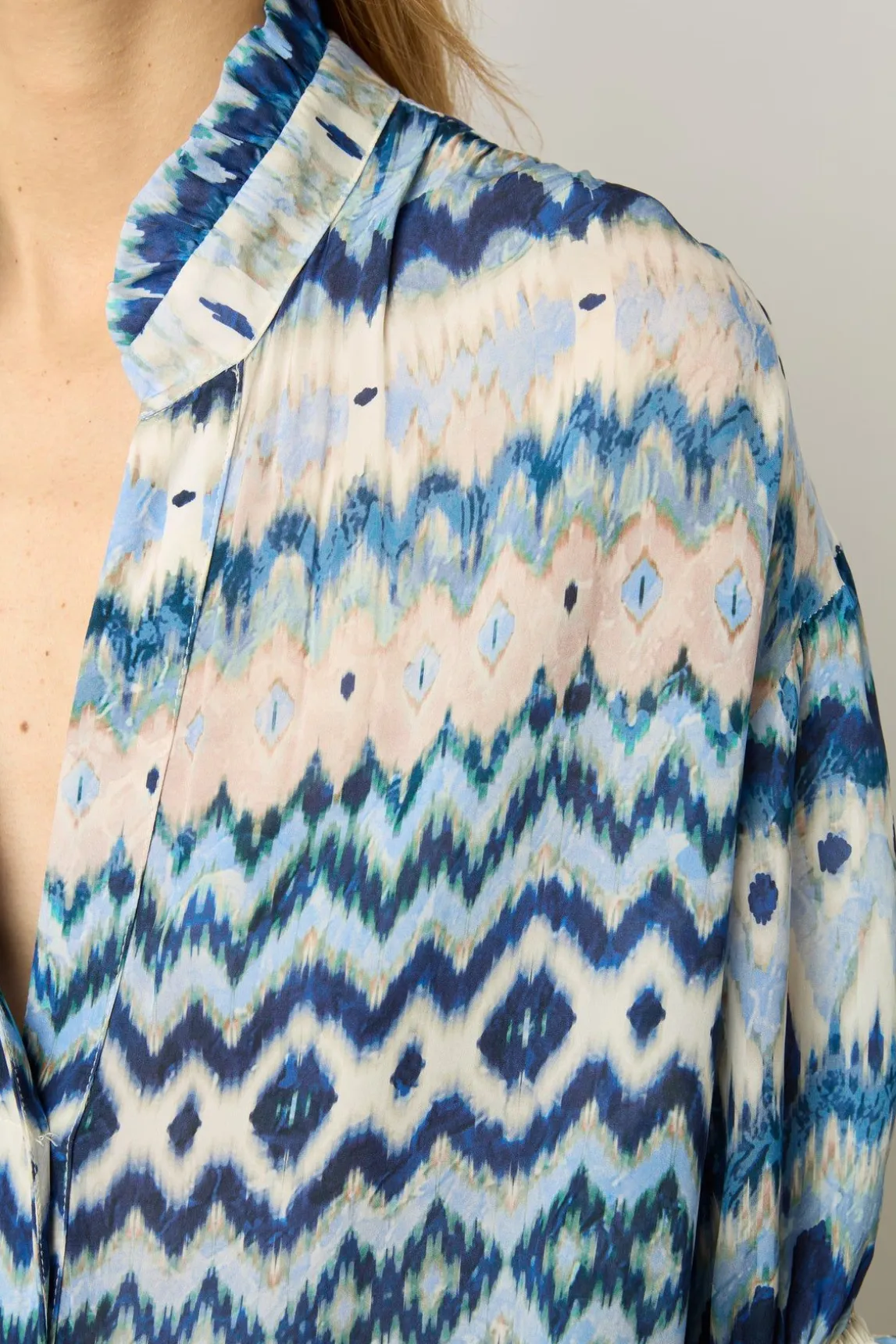 Blouse Fluide Imprimee Indigo - Aniella