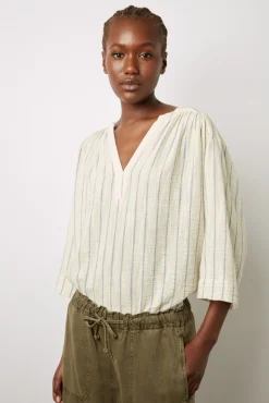 Blouse Rayee En Coton Ecru - Annalisa
