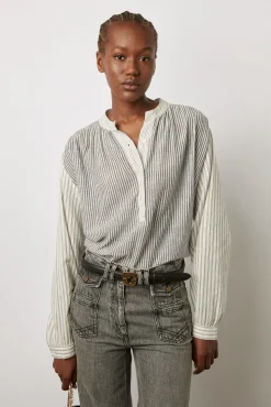 Blouse Rayee En Coton Ecru - Ambre