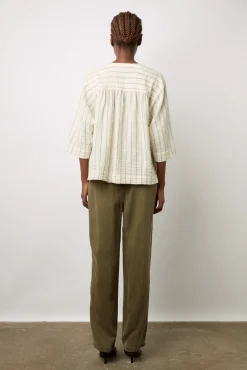 Blouse Rayee En Coton Ecru - Annalisa