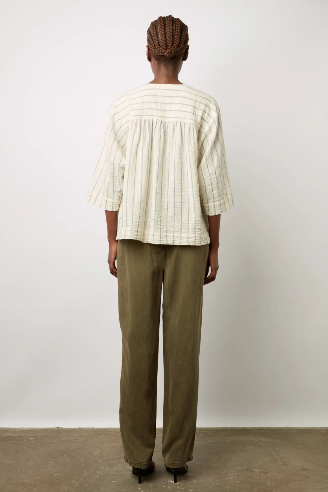 Blouse Rayee En Coton Ecru - Annalisa