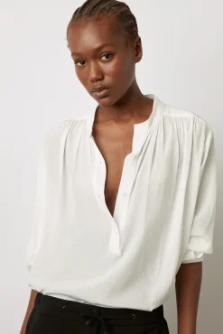 Blouse Unie Satinee Blanc - Alice