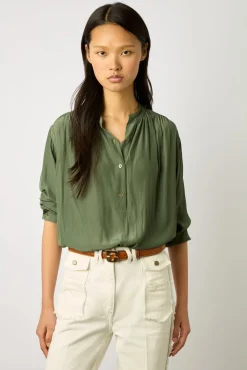 Blouse Unie Satinee Kaki - Alice