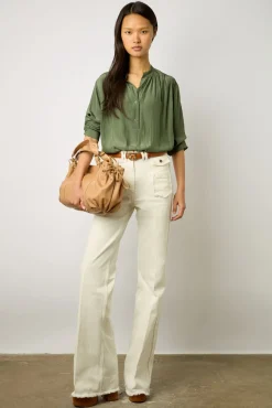 Blouse Unie Satinee Kaki - Alice