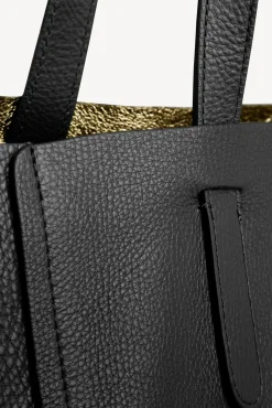 Cabas En Cuir Graine Noir/Or - Simple 2