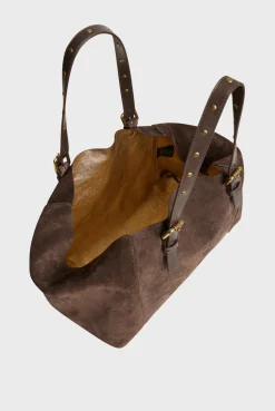 Cabas En Cuir Velours Interieur Metallise - Simple Bag
