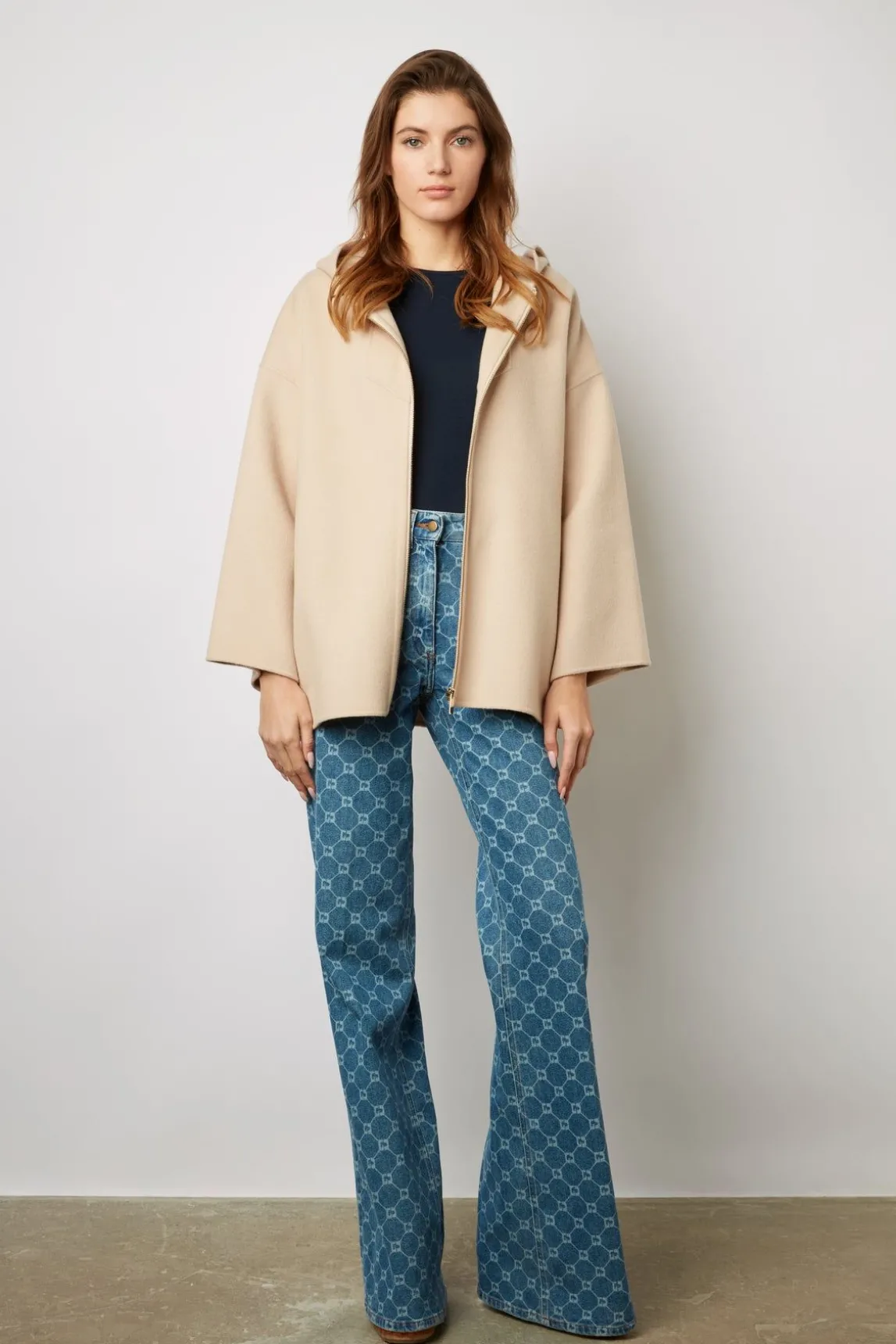 Cape En Laine Double Face Sable - Nesrynn