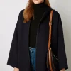 Cape En Laine Double Face Marine - Nesrynn