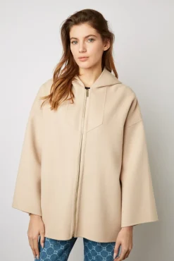 Cape En Laine Double Face Sable - Nesrynn