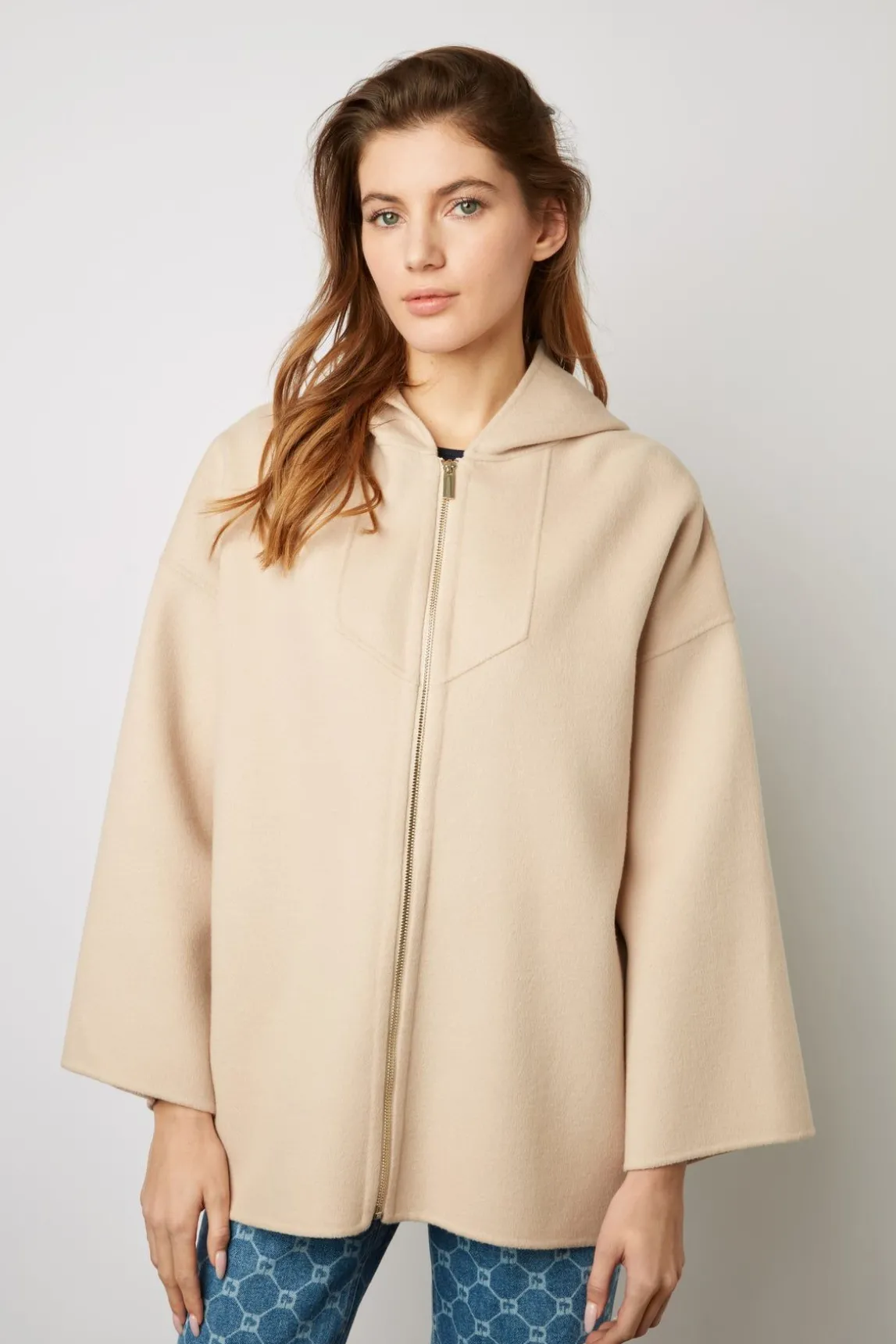 Cape En Laine Double Face Sable - Nesrynn