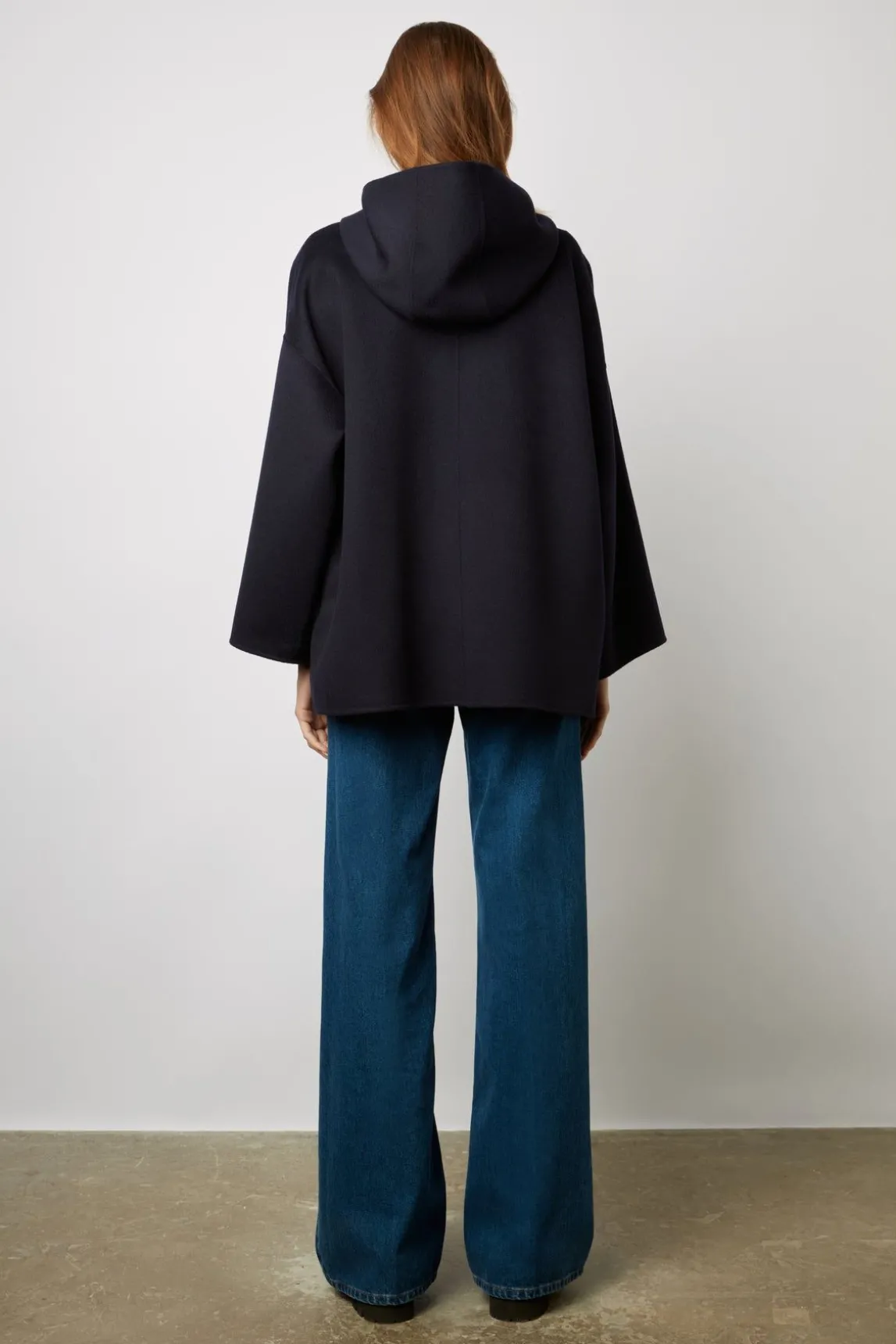 Cape En Laine Double Face Marine - Nesrynn