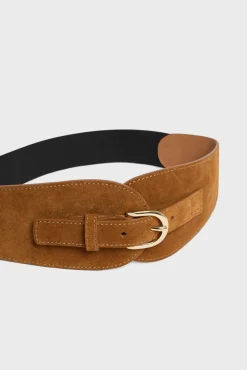 Ceinture Corset Cuir Velours Tabac - Olympe