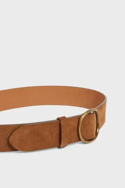 Ceinture En Cuir Velours Camel - Paloma