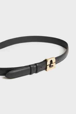 Ceinture Signature En Cuir Noir - Lelauren