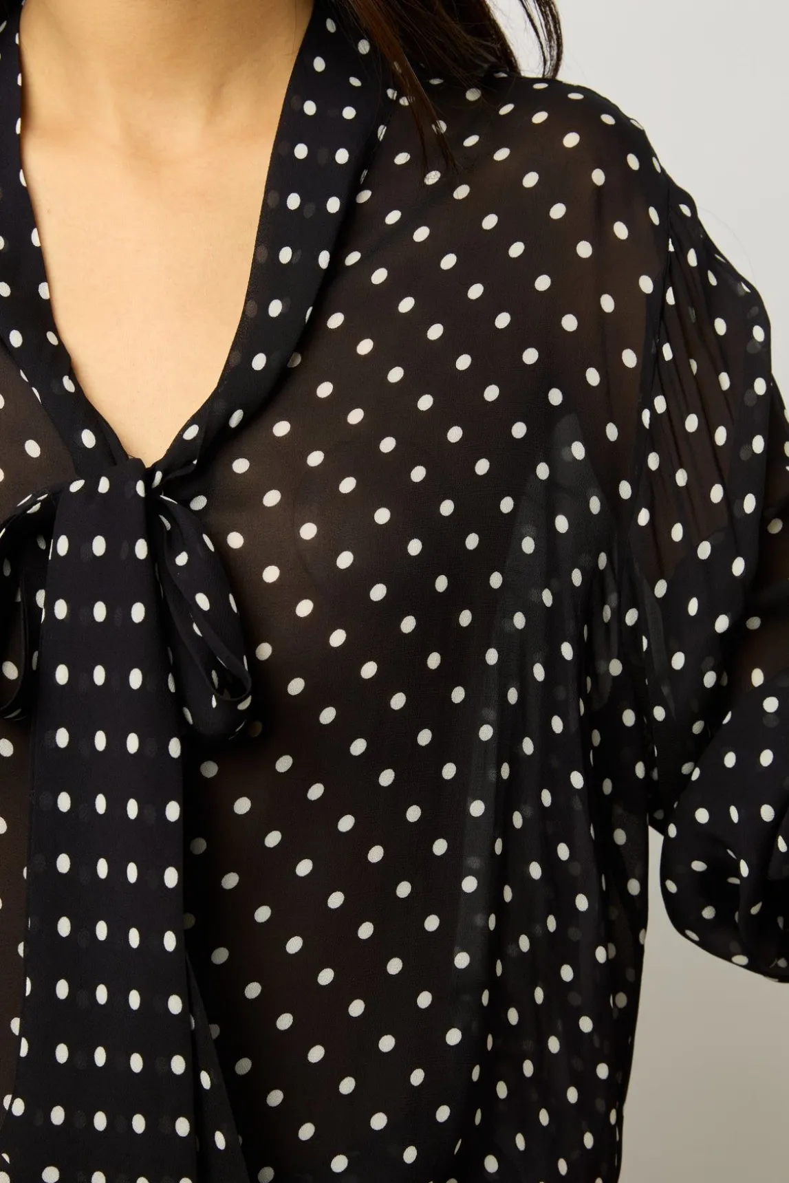 Chemise A Pois En Crepe Marine - Apolline