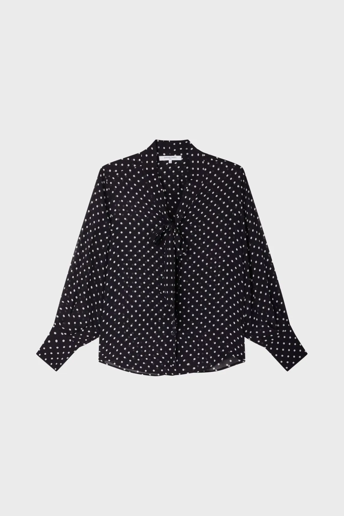 Chemise A Pois En Crepe Marine - Apolline