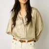 Chemise Fluide En Lurex Or - Alynn
