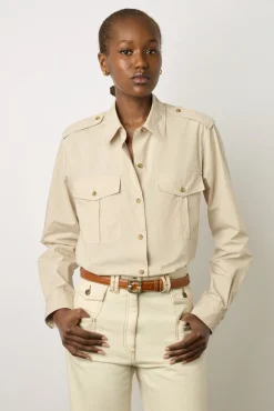 Chemise Militaire En Coton Sable - Acacia