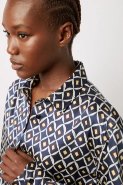 Chemise Satinee Imprimee Encre - Anae