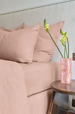 Drap Housse En Lin Lave - Rose Ancien