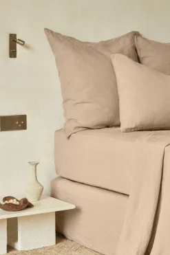 Drap Housse En Lin Lave - Brun Clair
