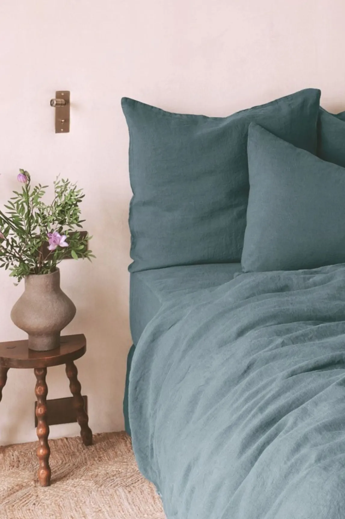 Drap Housse En Lin Lave - Bleu De Nuit