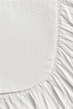 Drap Housse En Lin Lave - Blanc