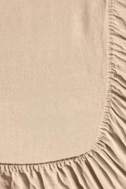 Drap Housse En Lin Lave - Brun Clair