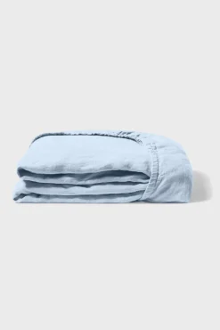 Drap Housse En Lin Lave - Bleu Du Ciel
