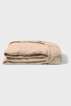 Drap Housse En Lin Lave - Brun Clair