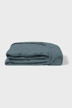 Drap Housse En Lin Lave - Bleu De Nuit