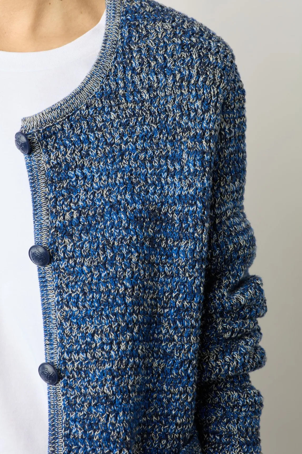 Gilet En Coton Tweed Marine - Liliana