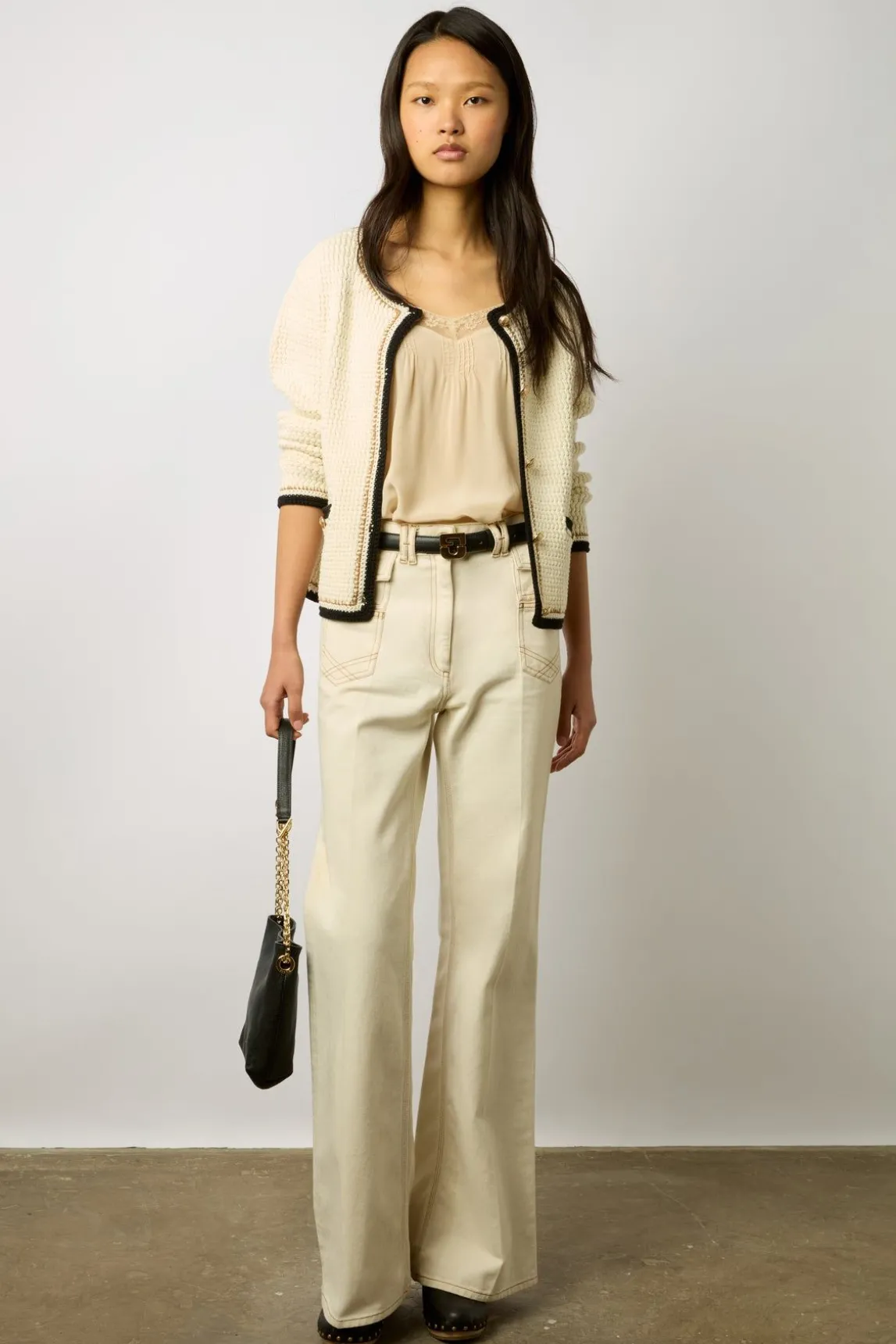 Gilet En Crochet Effet Tweed Ecru - Loeve