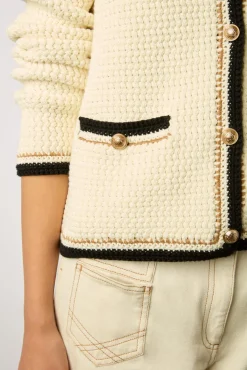 Gilet En Crochet Effet Tweed Ecru - Loeve