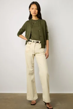 Gilet En Laine Merinos Kaki - Lyane