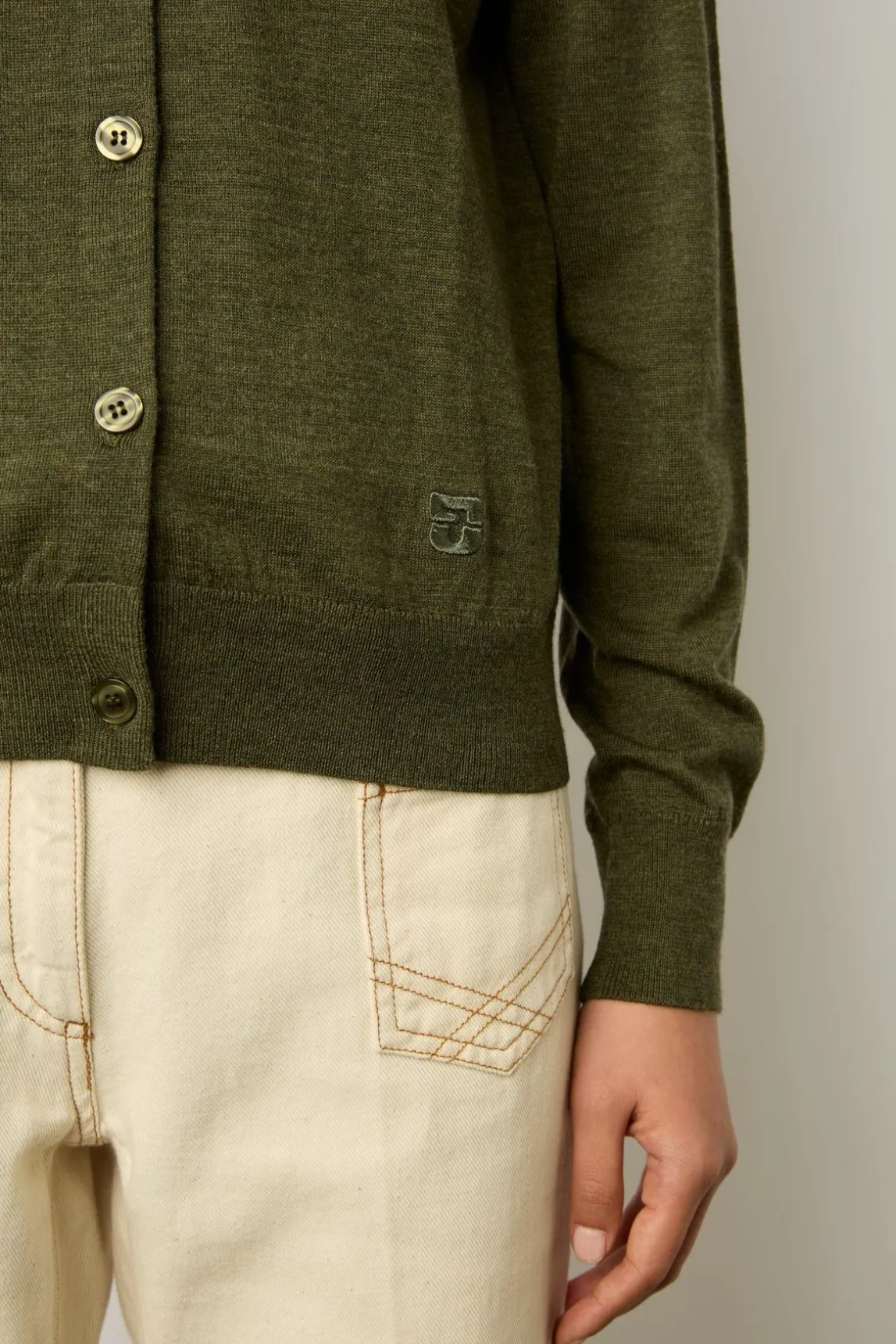 Gilet En Laine Merinos Kaki - Lyane