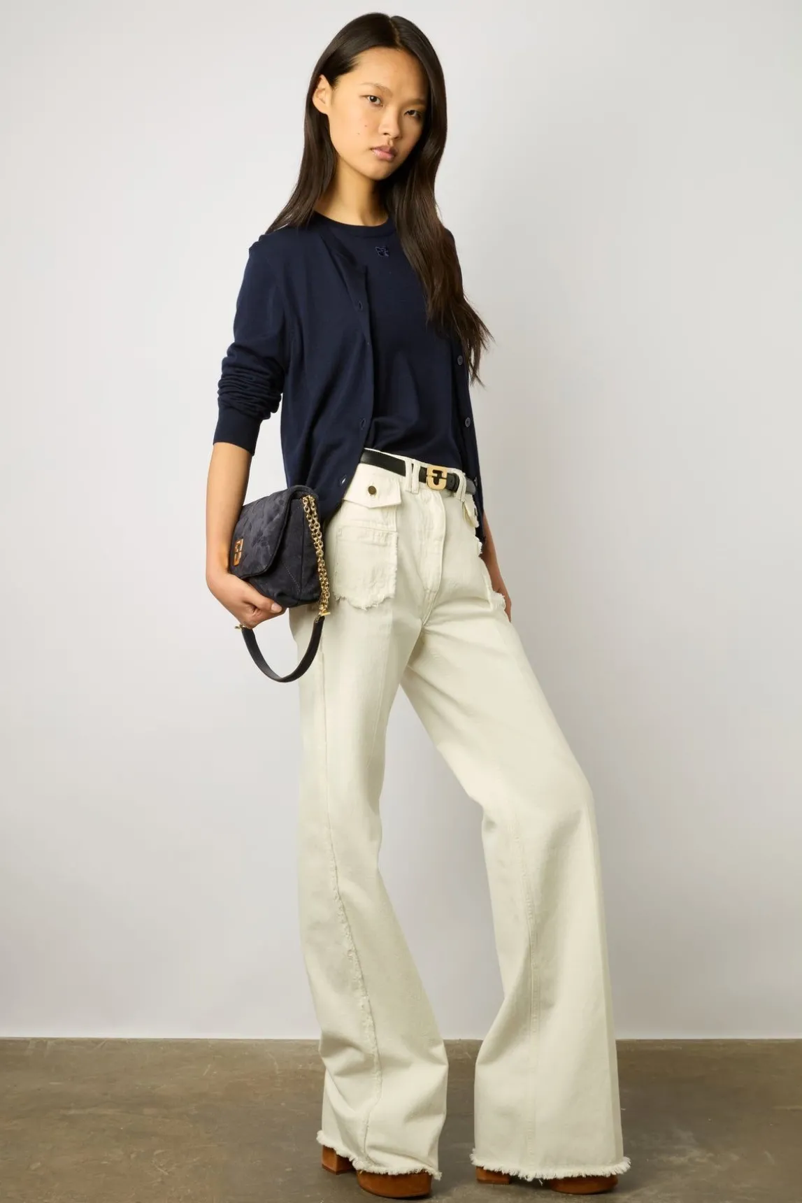 Gilet En Laine Merinos Marine - Lyane