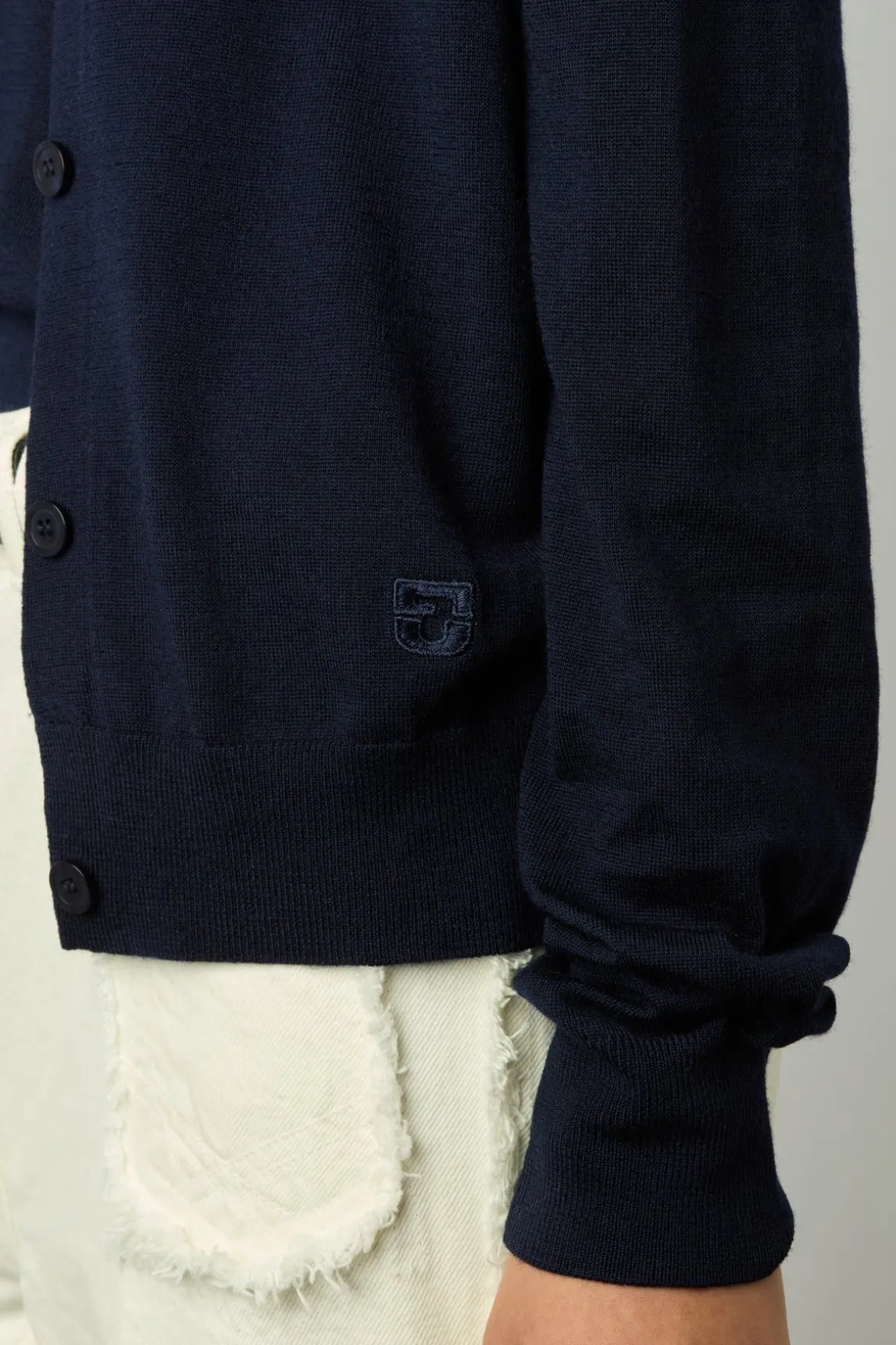 Gilet En Laine Merinos Marine - Lyane