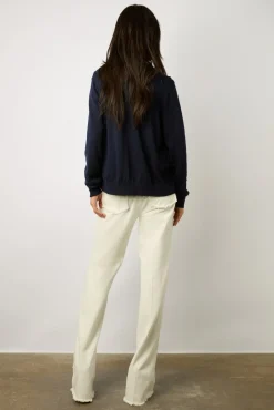 Gilet En Laine Merinos Marine - Lyane