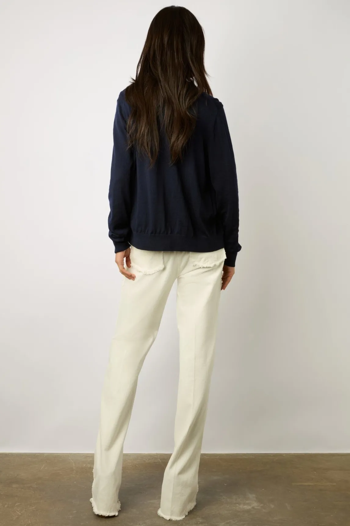 Gilet En Laine Merinos Marine - Lyane