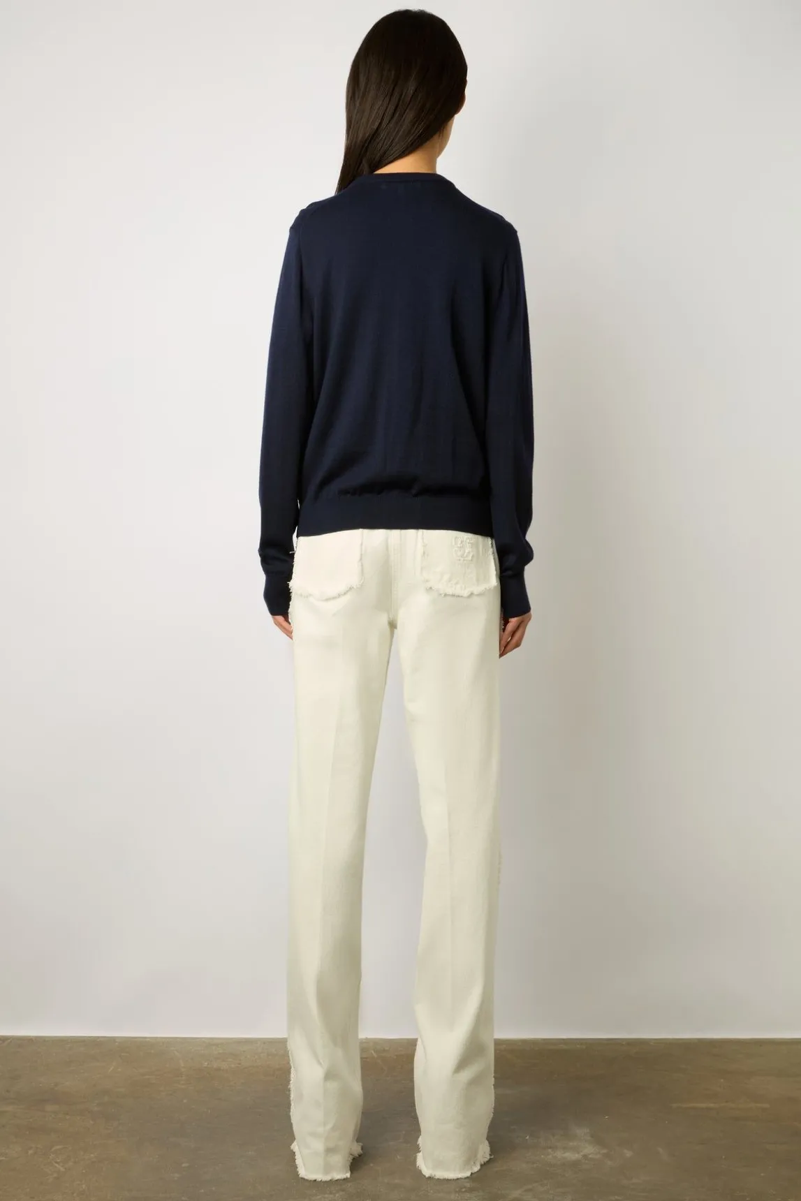 Gilet En Laine Merinos Marine - Lyane